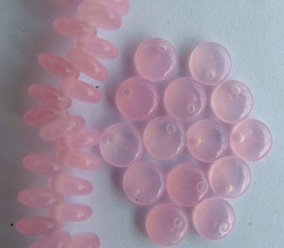 Lentil 1 Hole 6mm Pink Rose Petal Pink Hurricane H0297 Czech Glass Bead x 50